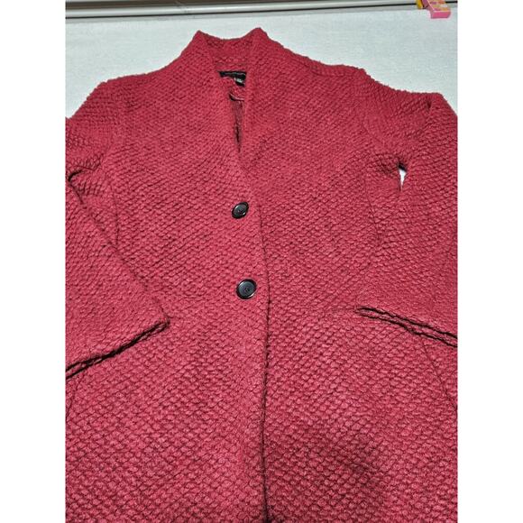 Banana Republic Red Burgundy, 75% Poly 25wool Collar Cardigan Cable KnitSweater - Picture 2 of 6